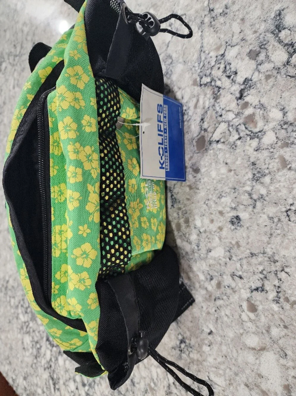 Green Floral Crossbody Sling Bag with Mesh Pockets Purse Bag Belt Pack